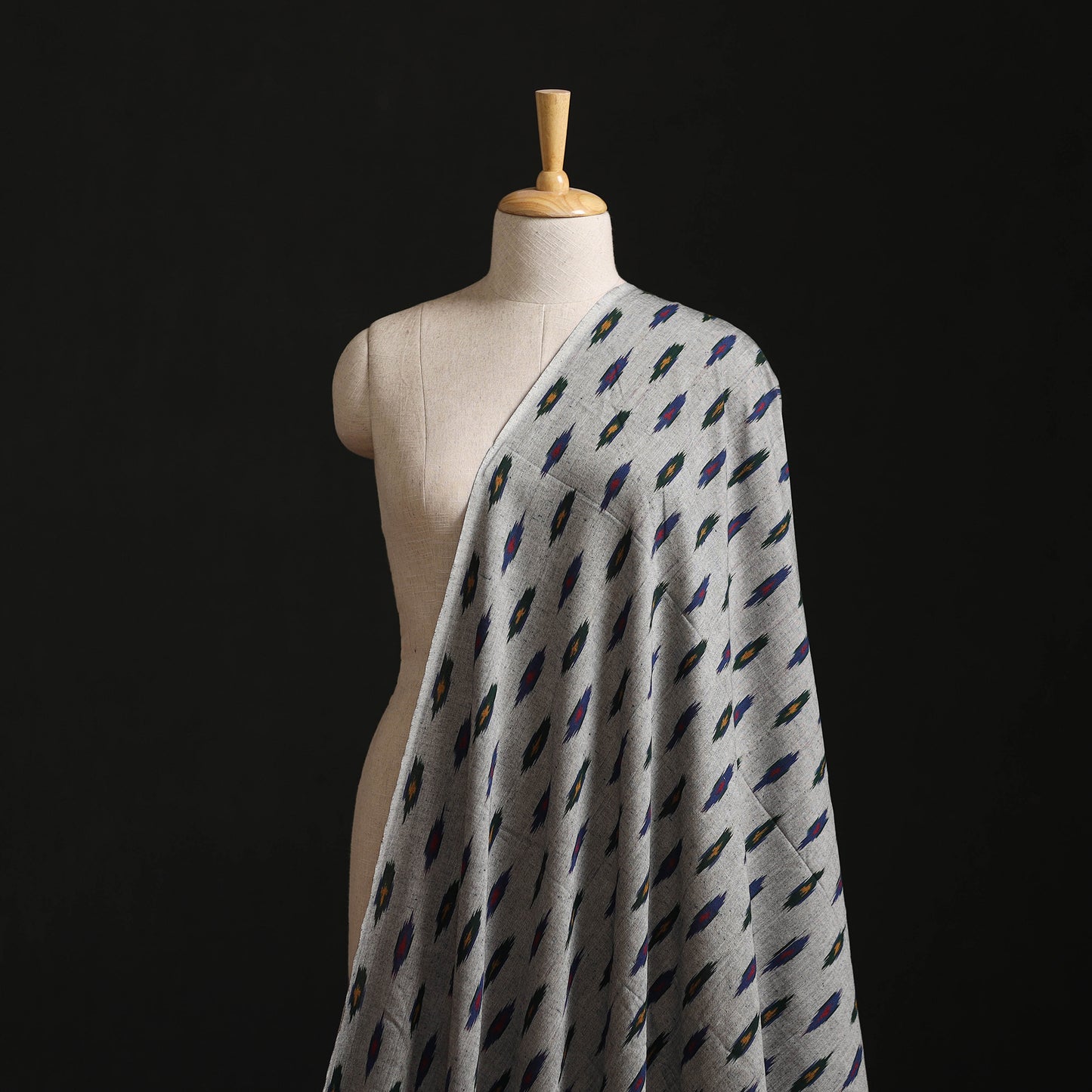 Grey - Gray - Pochampally Ikat Weave Cotton Fabric 23