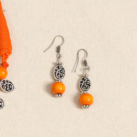 Orange - german silver wooden beads necklace set 38