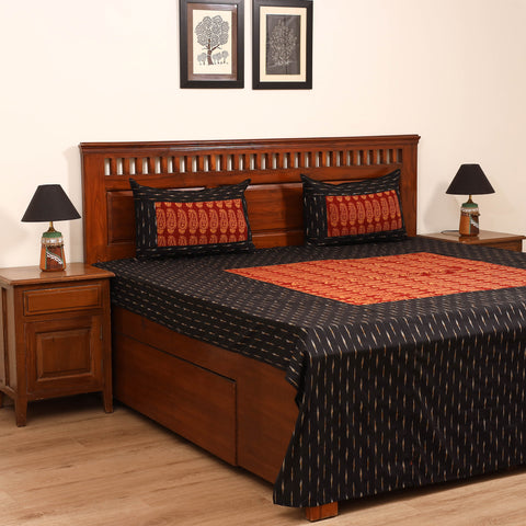 Pochampally Ikat with Bagh Patch Cotton Double Bedsheet Set (108 x 90 in) 17