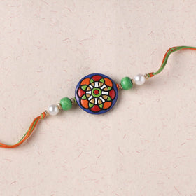 Multicolor - Bishnupur Handpainted Terracotta Rakhi 21