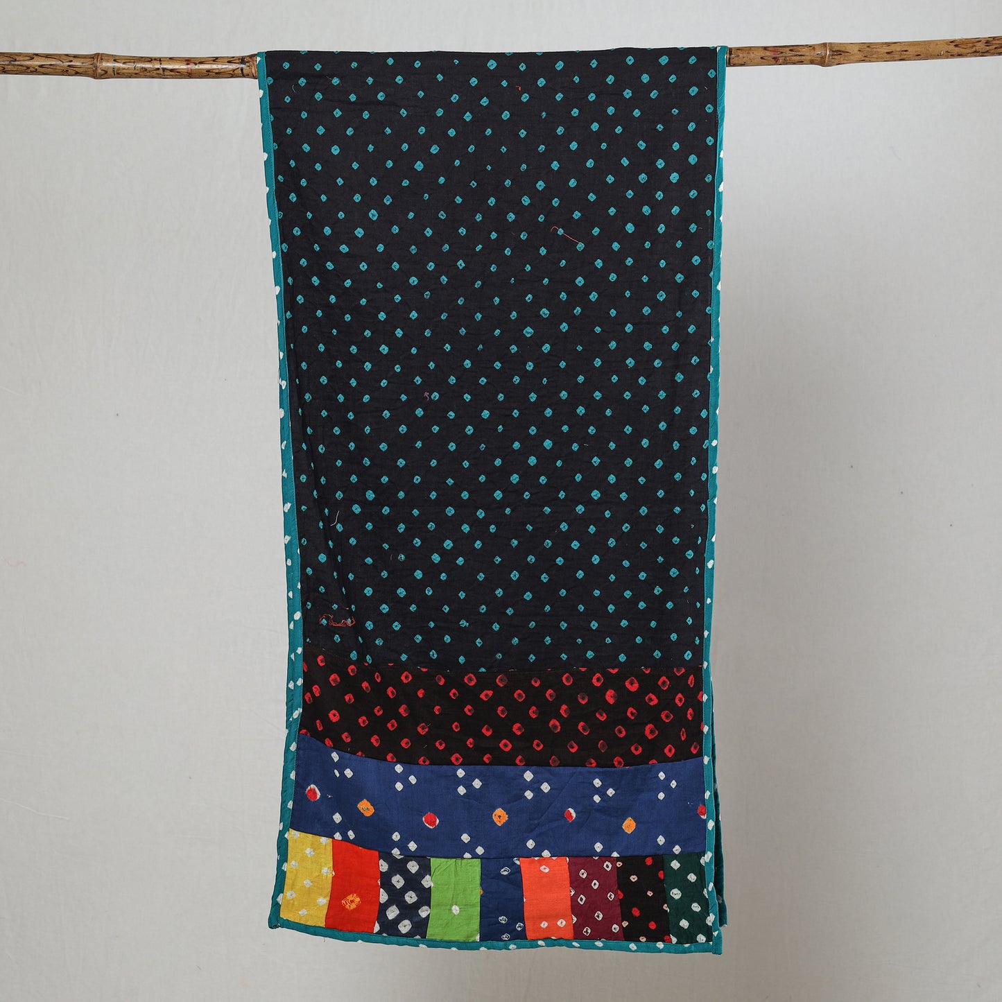 Multicolor - Bandhani Tie-Dye Patchwork Cotton Stole 58