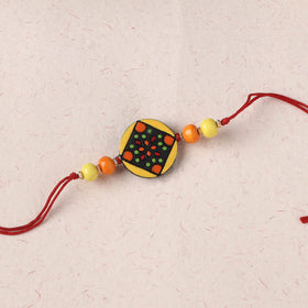 Yellow - Bishnupur Handpainted Terracotta Rakhi 22
