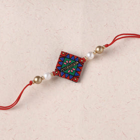 Multicolor - Bishnupur Handpainted Terracotta Rakhi 23