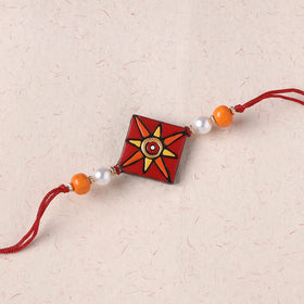 Red - Bishnupur Handpainted Terracotta Rakhi 24