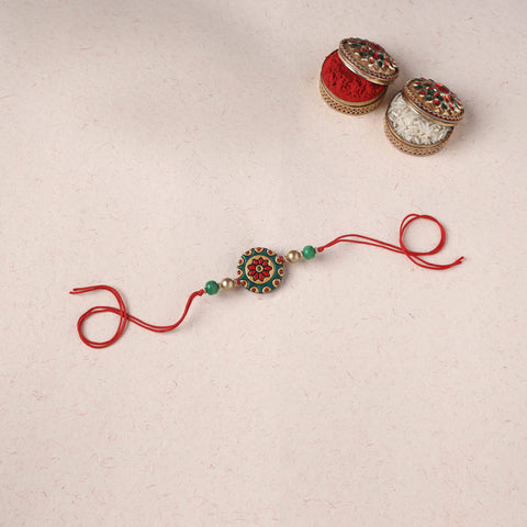 Green - Bishnupur Handpainted Terracotta Rakhi 26