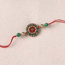 Green - Bishnupur Handpainted Terracotta Rakhi 26