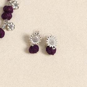 Purple - german silver thread beads necklace set 32