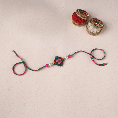 Multicolor - Bishnupur Handpainted Terracotta Rakhi 27