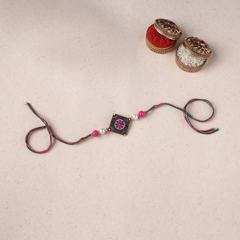 Multicolor - Bishnupur Handpainted Terracotta Rakhi 27