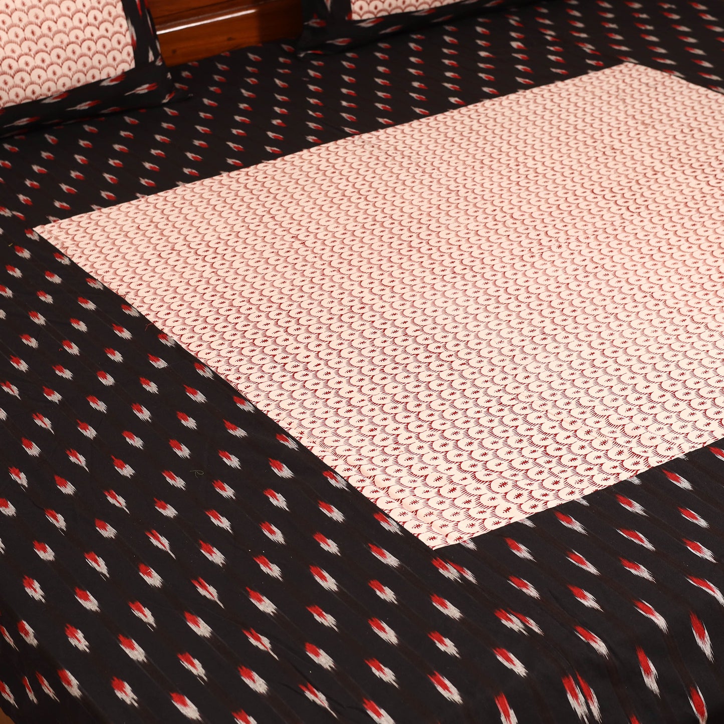 Pochampally Ikat with Bagh Patch Cotton Double Bedsheet Set (108 x 90 in) 19