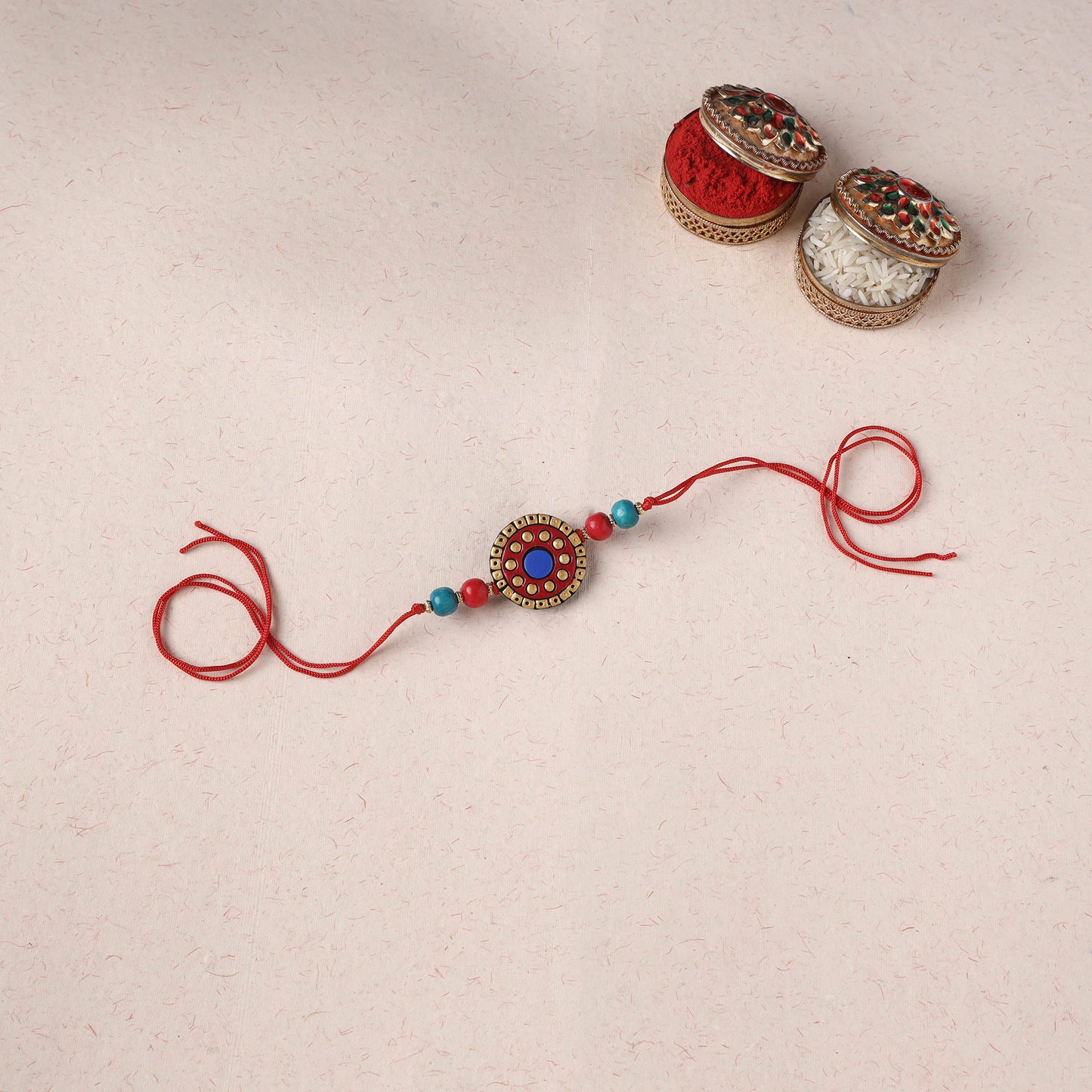 Red - Bishnupur Handpainted Terracotta Rakhi 28