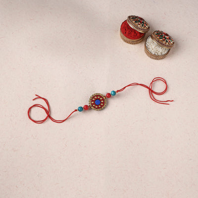 Red - Bishnupur Handpainted Terracotta Rakhi 28