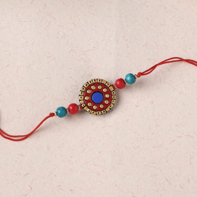 Red - Bishnupur Handpainted Terracotta Rakhi 28