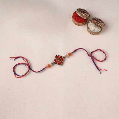 Red - Bishnupur Handpainted Terracotta Rakhi 29
