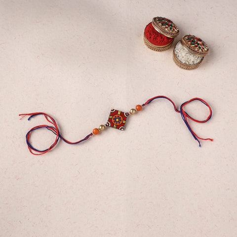 Red - Bishnupur Handpainted Terracotta Rakhi 29