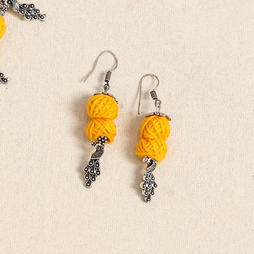 Yellow - german silver thread beads necklace set 29