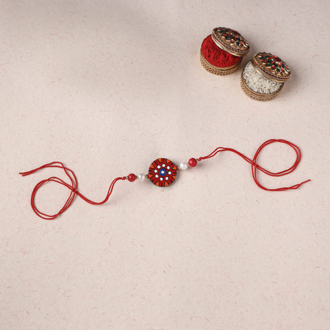 Red - Bishnupur Handpainted Terracotta Rakhi 30