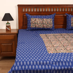 Pochampally Ikat with Kalamkari Patch Cotton Double Bedsheet Set (108 x 90 in) 20
