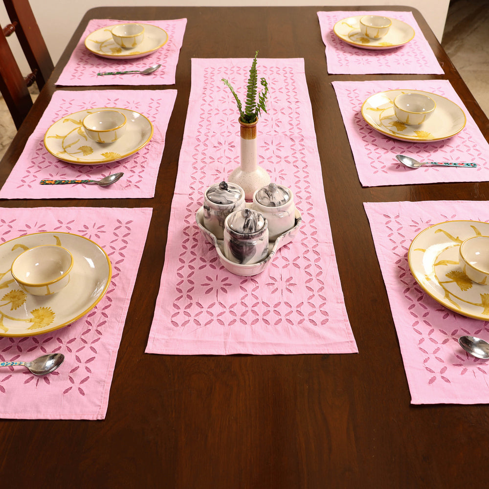 Applique Cut Work Table Runner with Table Mat Set 64