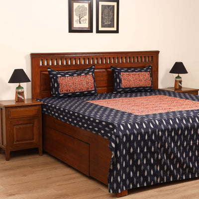 Pochampally Ikat with Kalamkari Patch Cotton Double Bedsheet Set (108 x 90 in) 21