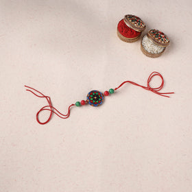 Multicolor - Flower Bishnupur Handpainted Terracotta Rakhi 32