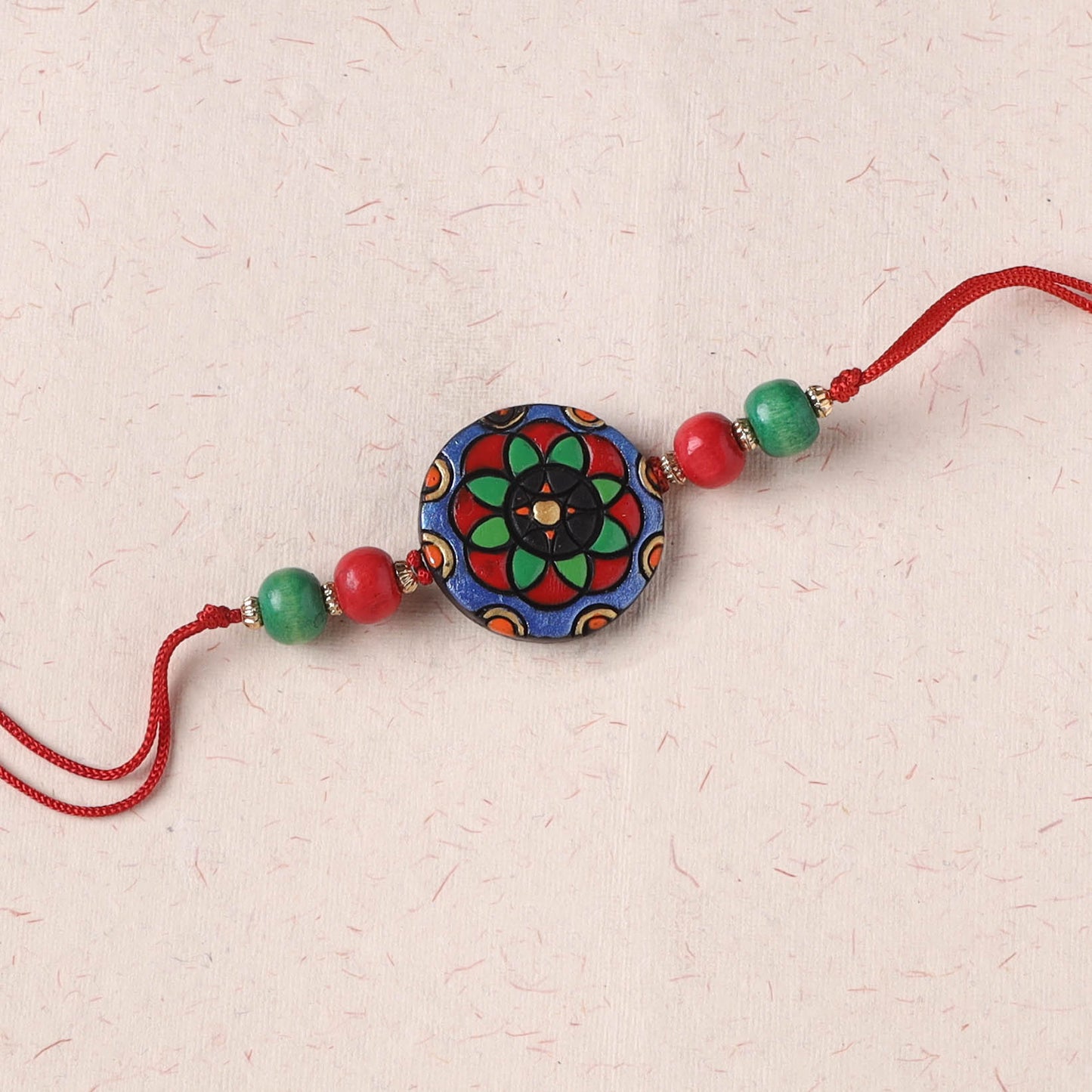 Multicolor - Flower Bishnupur Handpainted Terracotta Rakhi 32