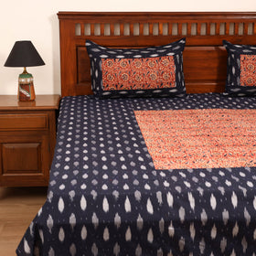 Pochampally Ikat with Kalamkari Patch Cotton Double Bedsheet Set (108 x 90 in) 21