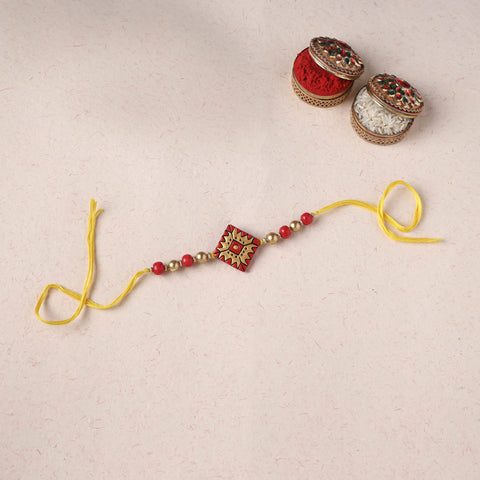 Red - Bishnupur Handpainted Terracotta Rakhi 33