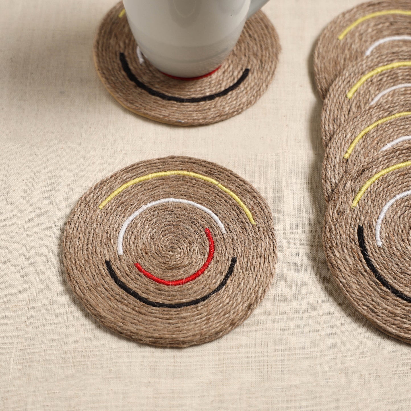 Jute Handcrafted Round Coaster (Set of 6) 02