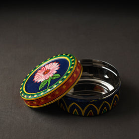 Blue Kavad Handpainted Stainless Steel Multi Utility Container