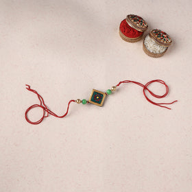 Green - Bishnupur Handpainted Terracotta Rakhi 35