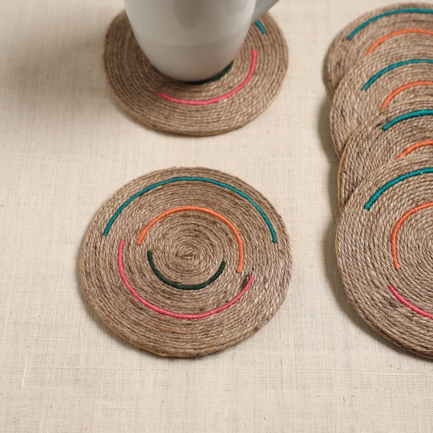 Jute Handcrafted Round Coaster (Set of 6) 03