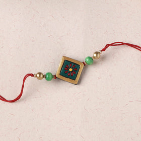 Green - Bishnupur Handpainted Terracotta Rakhi 35