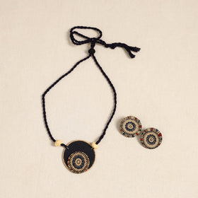 Beige - handmade fabart necklace set 24 - handcrafted