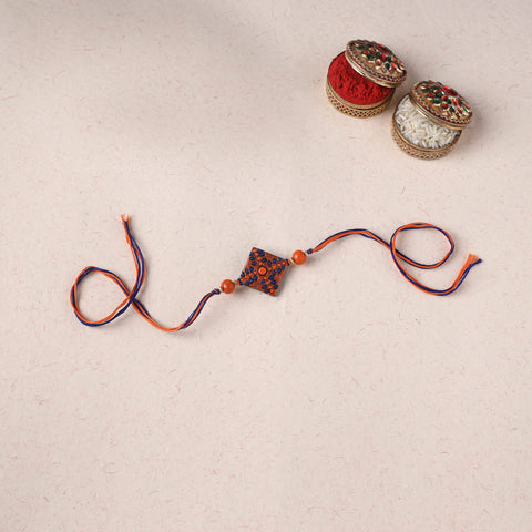 Orange - Bishnupur Handpainted Terracotta Rakhi 36