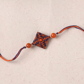 Orange - Bishnupur Handpainted Terracotta Rakhi 36