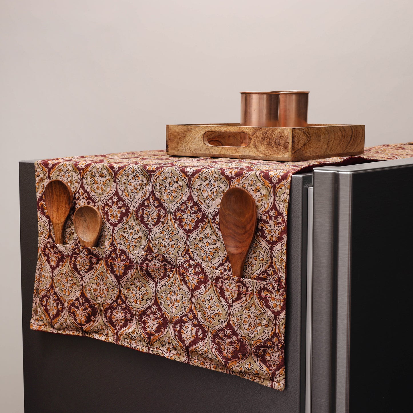 Kalamkari Fridge Cover with Handle Cover