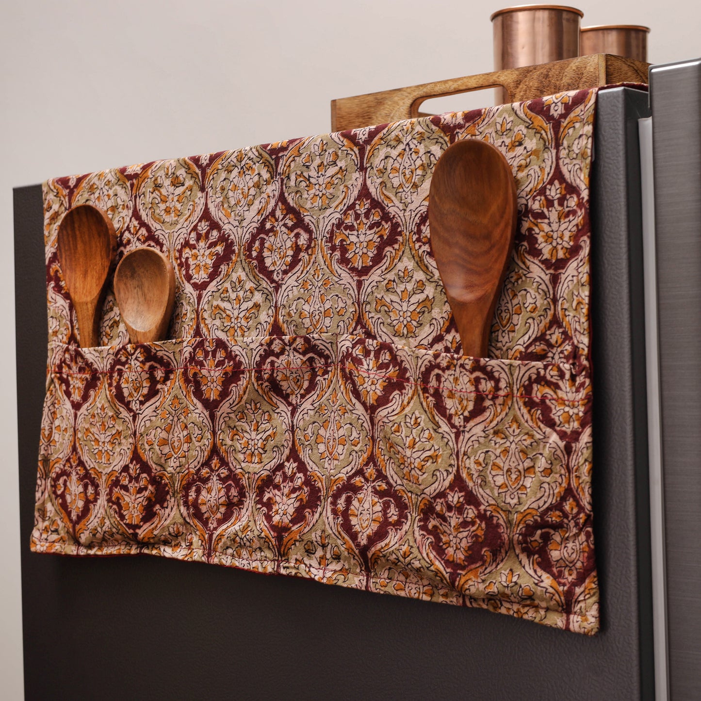 Kalamkari Fridge Cover with Handle Cover