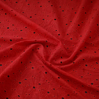 Red - Floral Embroidered Cotton Hakoba Fabric 02