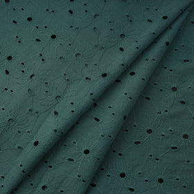  Green Floral Embroidered Cotton Hakoba Fabric 