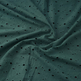  Green Floral Embroidered Cotton Hakoba Fabric 
