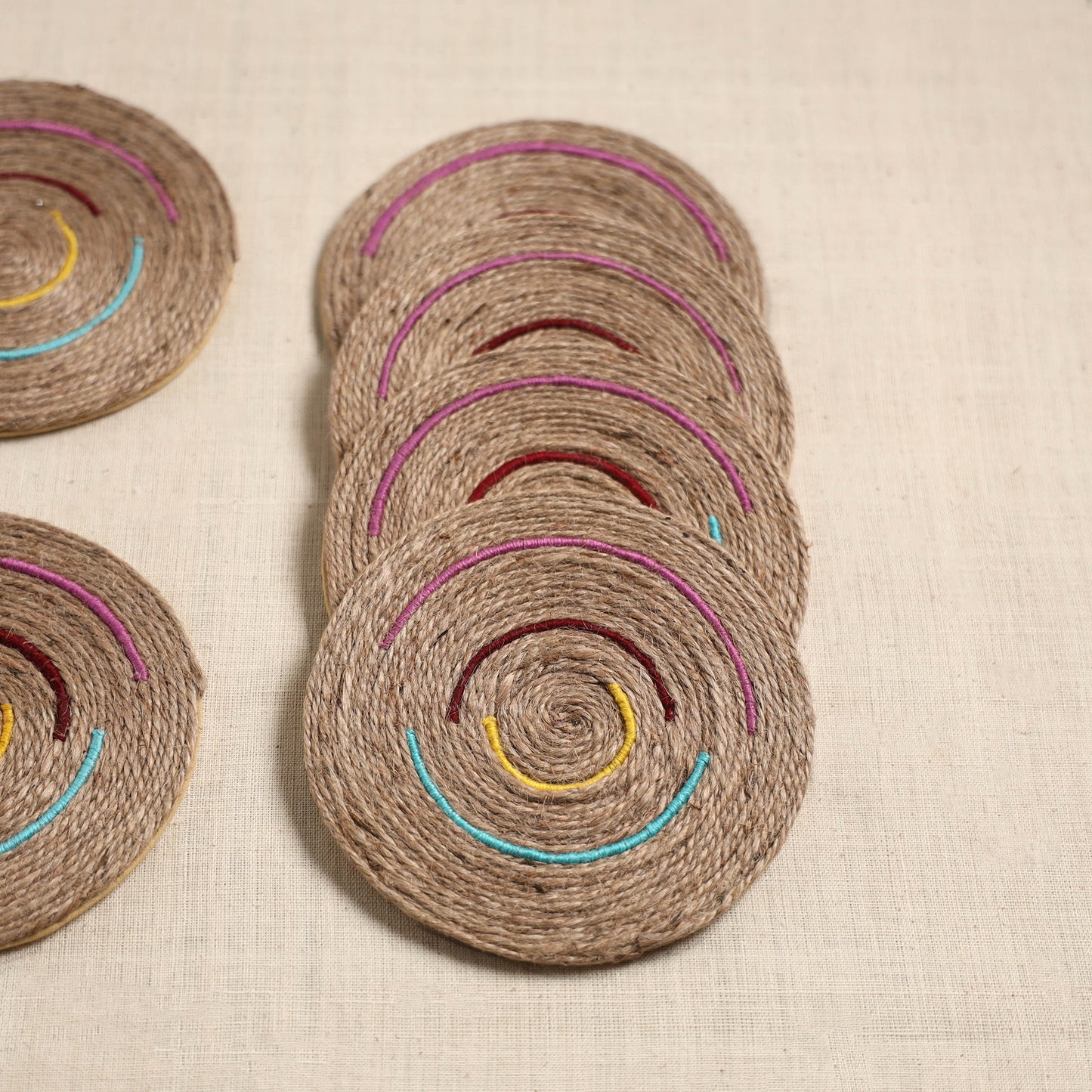 Jute Handcrafted Round Coaster (Set of 6) 05