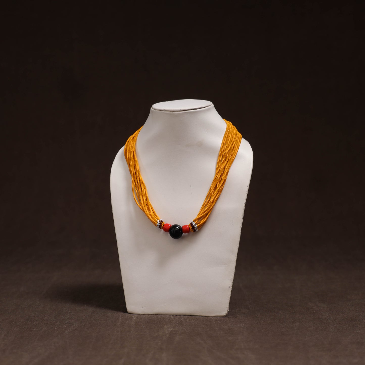 Yellow - Bead Work Handmade Baiga Tribal Moonga Dana Necklace 10
