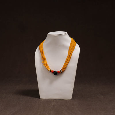 Yellow - Bead Work Handmade Baiga Tribal Moonga Dana Necklace 10