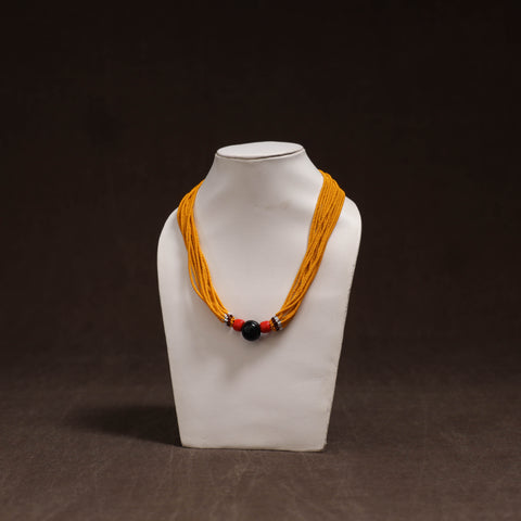 Yellow - Bead Work Handmade Baiga Tribal Moonga Dana Necklace 10