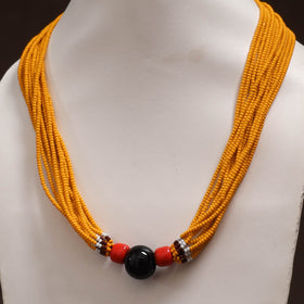 Yellow - Bead Work Handmade Baiga Tribal Moonga Dana Necklace 10