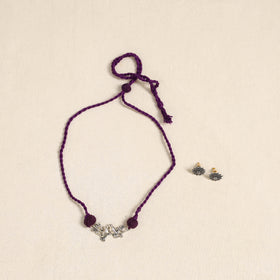 Purple - german silver necklace set 15 - handcrafted