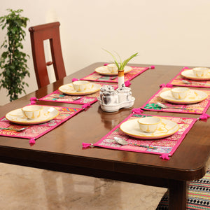 Pink - khambadiya patchwork cotton table mats (set of 6) 09