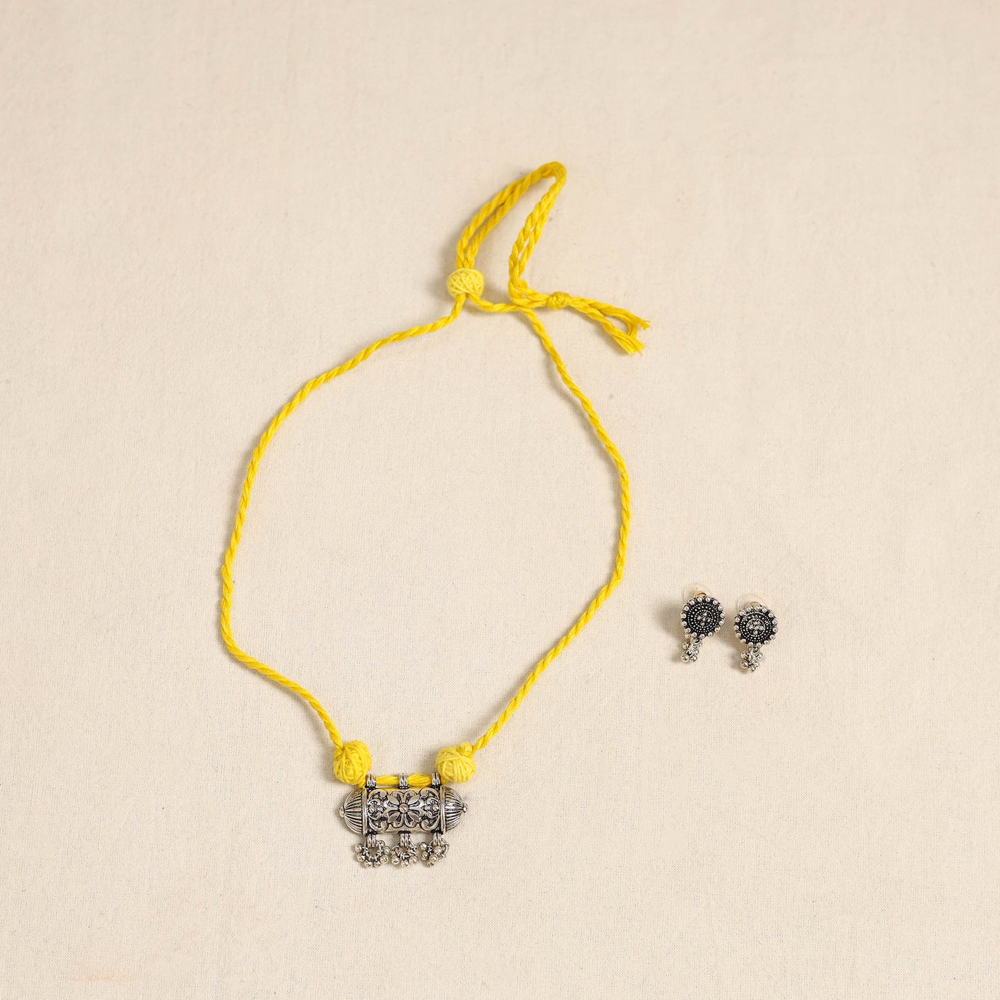 Yellow - german silver necklace set 12 - handcrafted