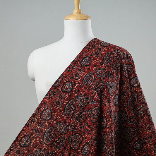 Red - Ajrakh Hand Block Printed Cotton Fabric